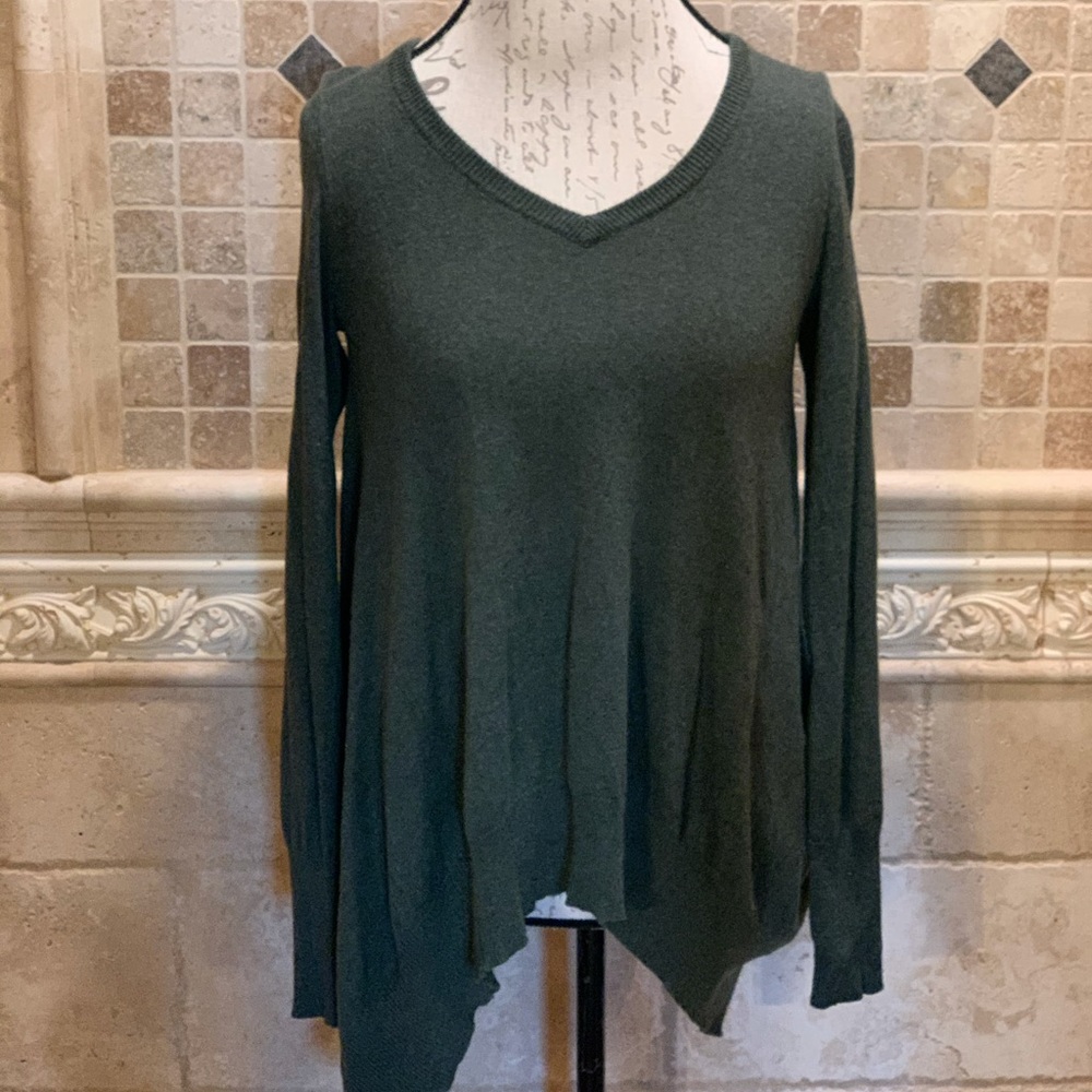 Acrobat olive v neck tunic sweater